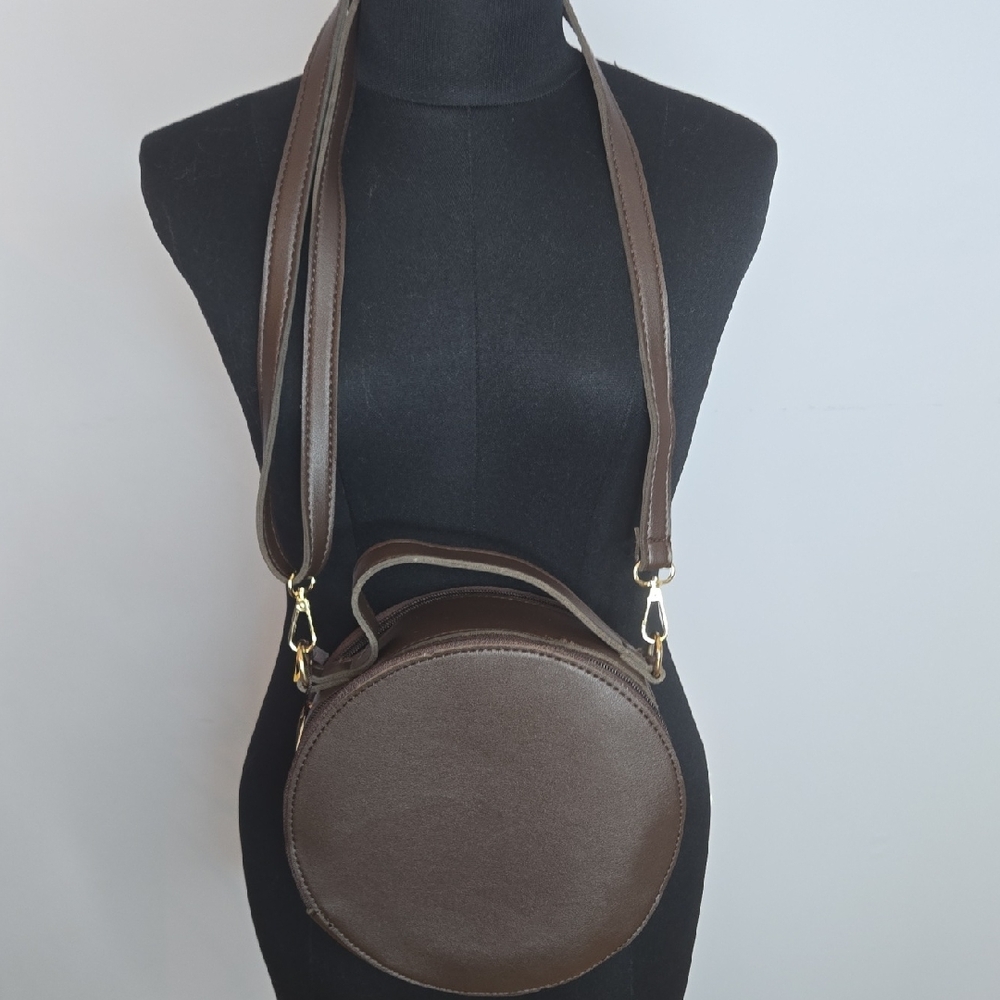 Elegant Brown Faux Leather Crossbody Bag